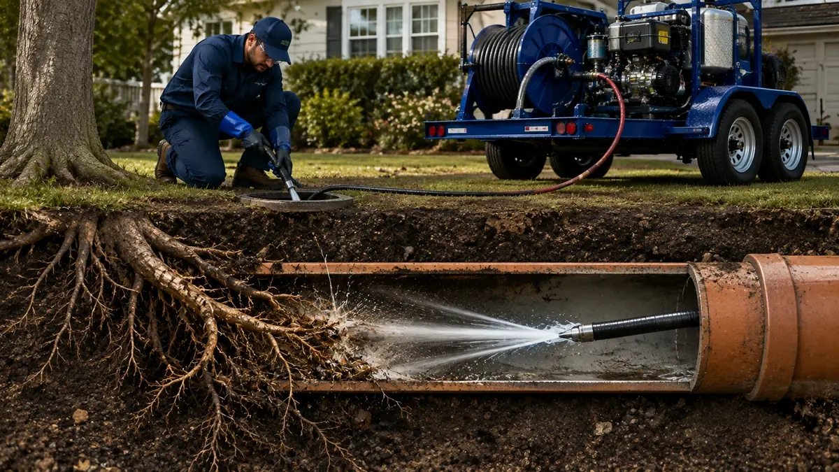 Tree Root Removal with Hydro Jetting in North Hills